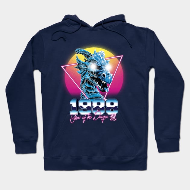 Dragon chinese retrowave zodiac Made in 1988 Hoodie by MARCHY